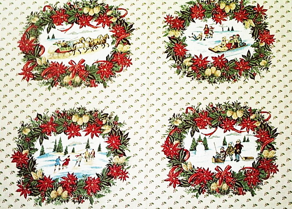 Vintage Holiday Scenic Wreaths 4 Scenes